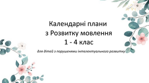 Календарні плани з 1-4 клас з РОЗВИТКУ МОВЛЕННЯ (за програмою ав. Хайдарова О.С.)