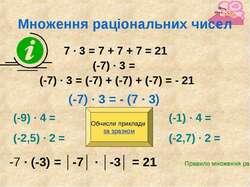 Дії з раціональними числами для учнів 6-го класу - презентація з математики