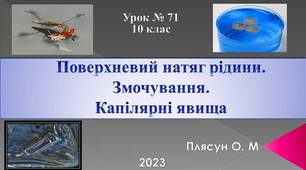 Поверхневий натяг рідини. Змочування. Капілярні явища