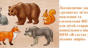 Логопедичне заняття з  розвитку зв’язного  мовлення та елементами ФЕМУ для дітей старшого дошкільного віку із ЗНМ «В гостях у лісових звірів»