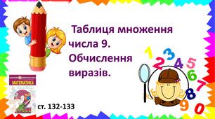 Презентація "Таблиця множення числа 9. Обчислення виразів."