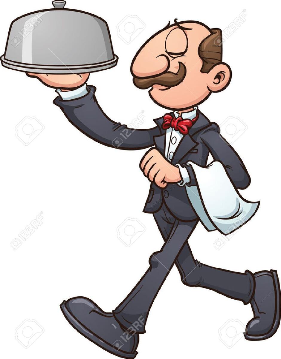 Cartoon Waiter Vector Clip Art Illustration With Simple Gradients All In A Single Layer Royalty Free SVG, Cliparts, Vectors, And Stock Illustration. Image 27373424.