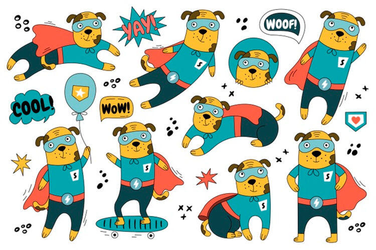 hand-drawn-dog-in-superman-costume-in-di