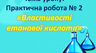 Презентація до уроку на тему: "Практична робота № 2 "Властивості етанової кислоти"