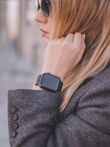 Portrait of Beautiful Business Woman Wearing in Digital Smart Watch Stock Image - Image of smart, modern: 175192733