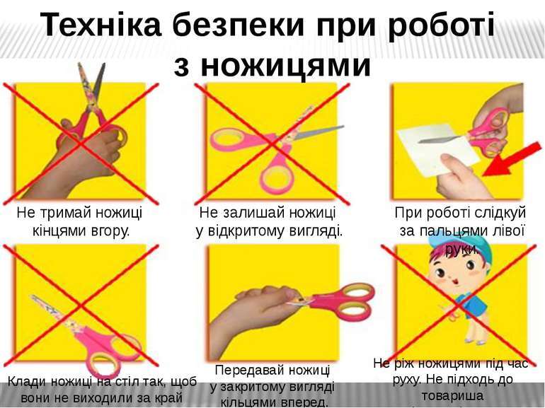 ПТМ: Техніка безпеки при роботі з ножицями (Малюнок)