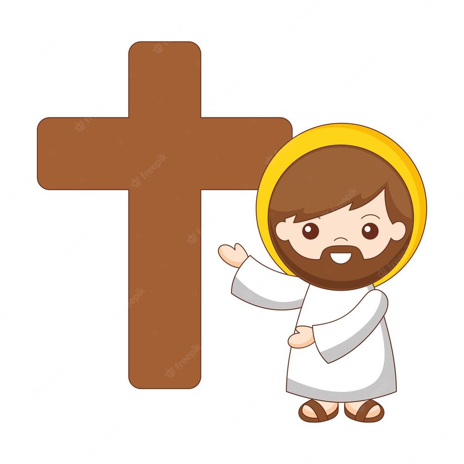 Premium Vector | Jesus and cross cartoon isolated over white background. vector illustration