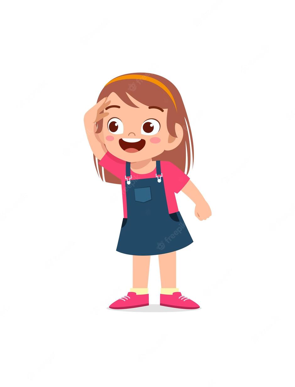 Premium Vector | Little girl standing and try to see far away