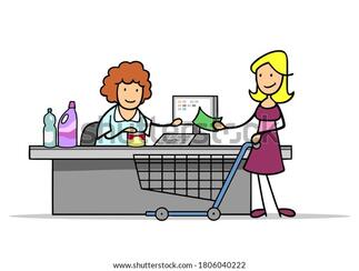 Cartoon Woman Customer Shopping Cart Checkout Stock Illustration 1806040222 | Shutterstock
