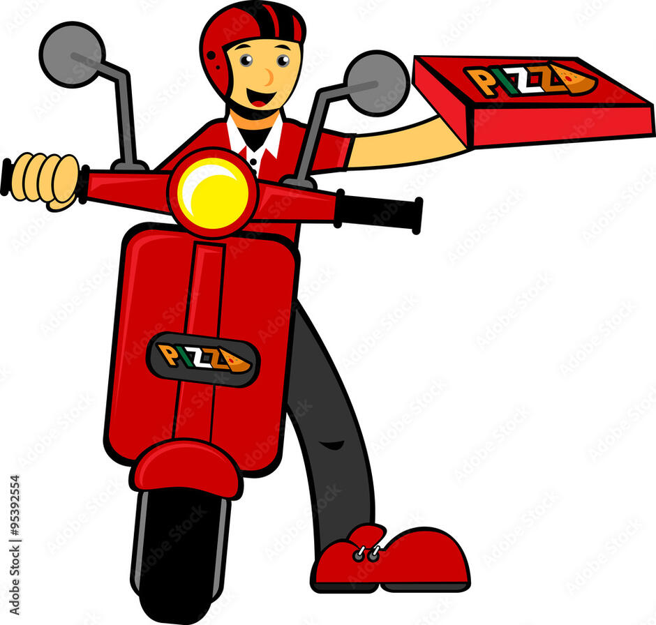 illustration vector graphic cartoon character of delivery man bring pizza Stock Vector | Adobe Stock