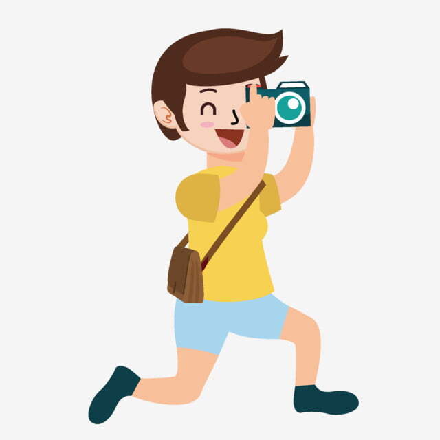 Take Photos Clipart PNG Images, Cartoon Boy Taking Digital Camera Photo Elements, Take A Photo, Yellow, Short Sleeve PNG Image For Free Download