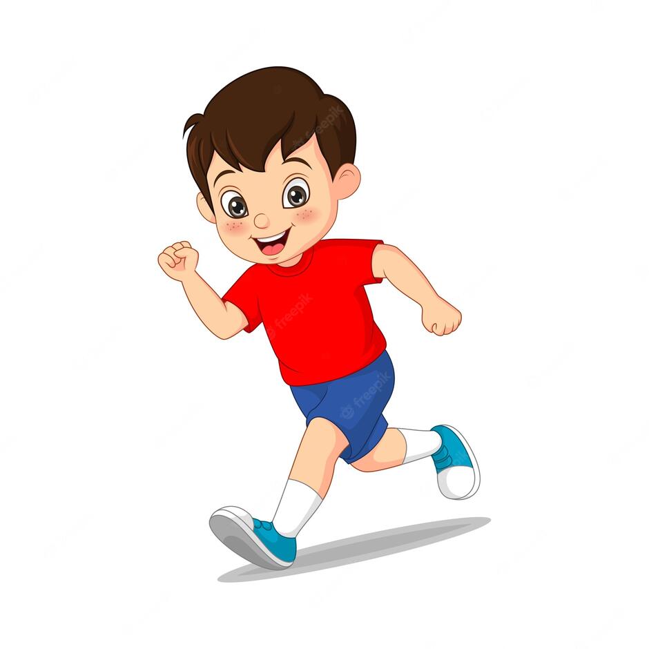Premium Vector | Cartoon funny little boy running