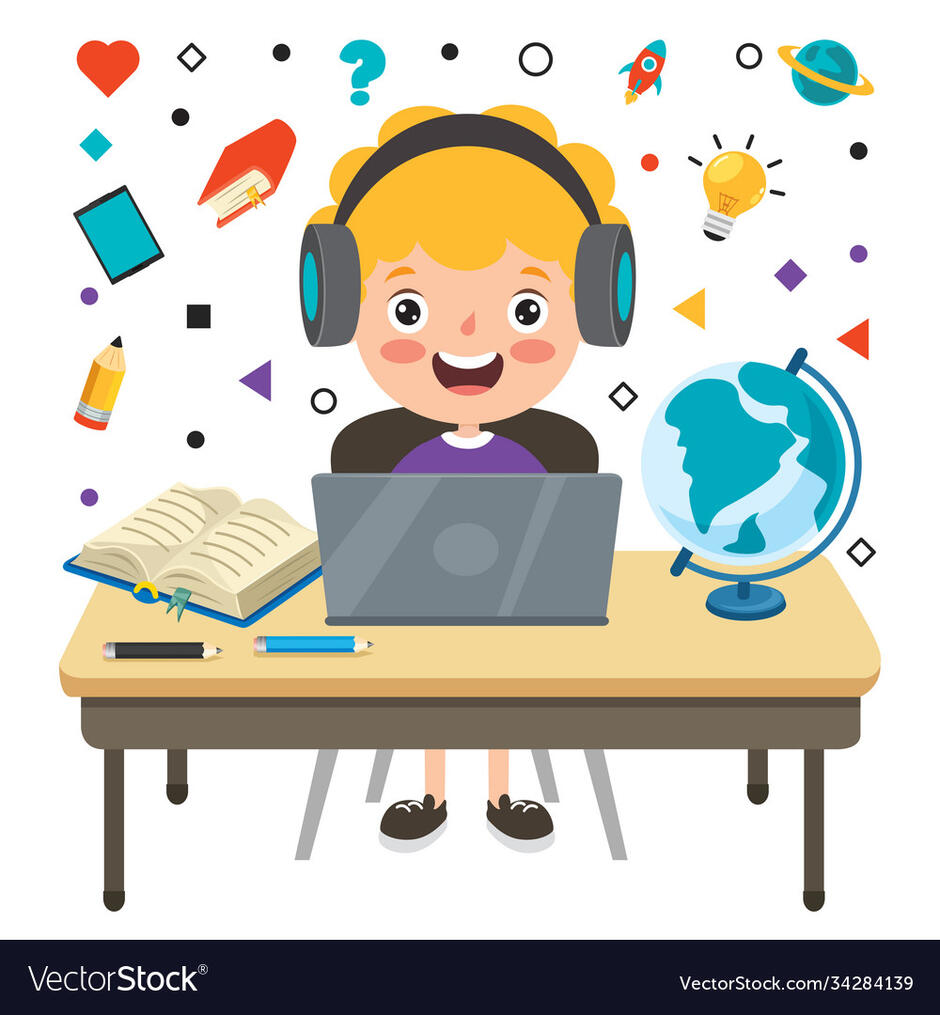 Online learning concept with cartoon character Vector Image