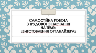 Самостійна робота з трудового навчання на тему: «Виготовлення органайзера»