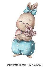 Пин содержит это изображение: Cute Rabbit Girl Candy: стоковая иллюстрация, 1773687074 | Shutterstock