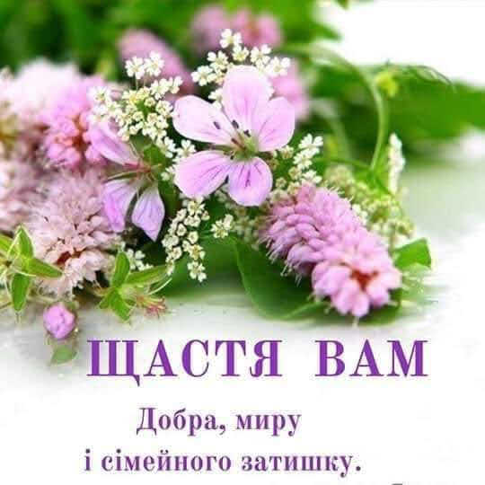 Возможно, это изображение цветок и текст «вам щастя добра, миру i симейного затишку.»