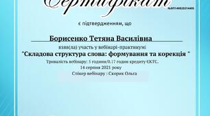"Складова структура слова: формування та корекція"