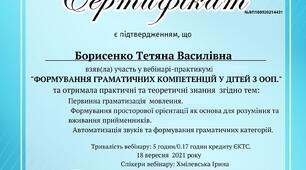 " Формування граматичних компетенцій у дітей з ООП"