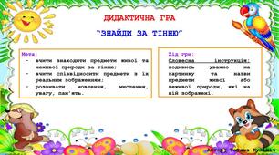 Дидактична гра для дітей дошкільного віку "Знайди за тінню"