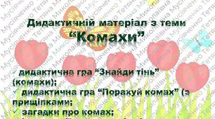 Дидактичний матеріал з теми "Комахи"