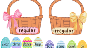 Easter baskets, regular and irregular verbs. (Великдень)