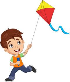 Premium Vector | Cartoon happy little boy playing a kite