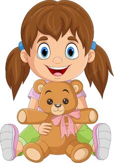 Premium Vector | Cartoon little girl holding teddy bear