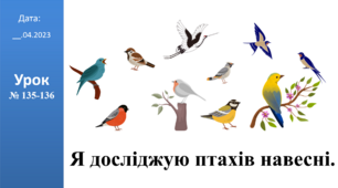 Презентація на тему: "Я досліджую птахів навесні." ЯДС 2 клас ІІч. автор Большакова І.О.
