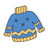 Knit Hand-made Sweater Vector Illustration in Colored Cartoon Doodle Style.Seasonal Winter Clothing Single Clipart Stock Vector - Illustration of cartoon, knitwear: 229799130