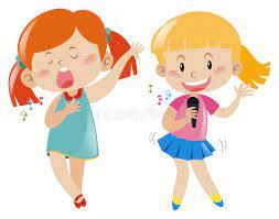 Two Girl Singing and Dancing Stock Illustration - Illustration of entertainemnt, dance: 78803860