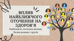 Вплив найближчого оточення на здоров’я.  Найближче оточення дитини. Вплив родини і друзів