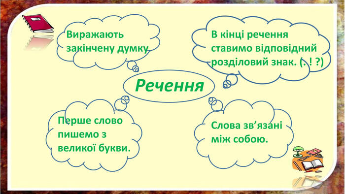 Урок - презентація "Розпізнаю речення. Складання речень із поданих слів "