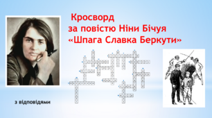 Кросворд за повістю Ніни Бічуя «Шпага Славка Беркути».
