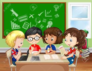 Children Working In Group In The Classroom Illustration Royalty Free SVG, Cliparts, Vectors, And Stock Illustration. Image 46911405.