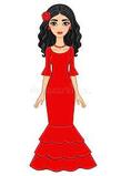 Animation Spanish Girl in a Red Dress. Stock Illustration - Illustration of hair, earrings: 54460462