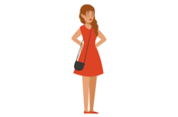 Pretty Young Woman in Red Dress. Cartoon Graphic by onyxproj · Creative Fabrica