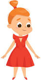 Beautiful Redhead Little Girl In Elegant Red Dress Cute Kid Wearing Nice Clothes Cartoon Style Vector Illustration Stock Illustration - Download Image Now - iStock