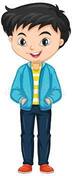 Boy in Blue Jacket on Isolated Background Stock Vector - Illustration of children, boys: 166922495