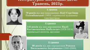 Літературно-мистецькі дати. Травень, 2023 року.