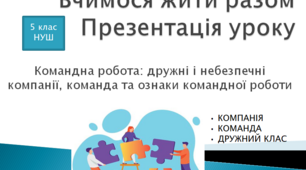 "Командна робота: дружні і небезпечні компанії, команда та ознаки командної роботи(заняття з програми ВЖР)"