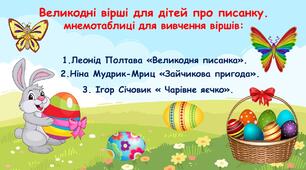 Великодні віршики про писанку, за мнемотаблицями. Презентація.