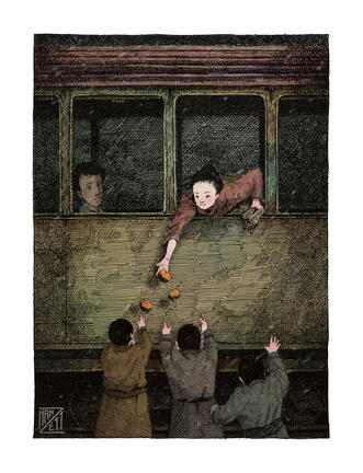 Illustration for the "Mandarin Oranges" (Ryūnosuke Akutagawa)