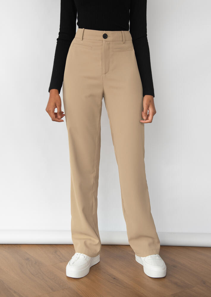 Tailored straight leg trousers - taupe - OUTFITBOOK