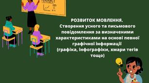 РОЗВИТОК МОВЛЕННЯ.  Створення усного та письмового повідомлення за визначеними характеристиками на основі певної  графічної інформації ( графіка, інфографіки, хмари тегів тощо) 