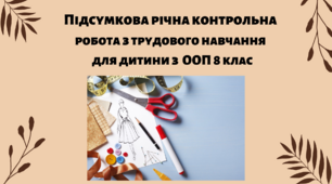 Підсумкова річна контрольна робота з трудового навчання для дитини з ООП 8 клас