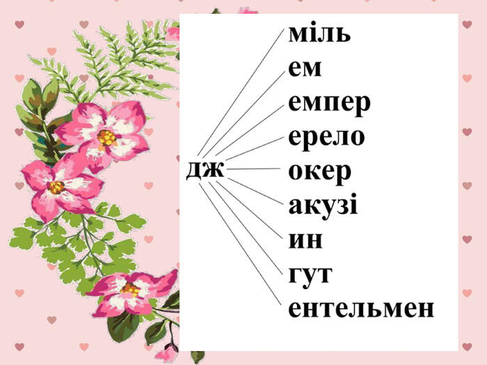 Презентація "Приголосні звуки дж, дз. Позначення їх буквами"