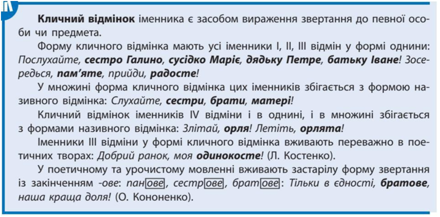 Особливості кличного відмінка | Урок на 2 завдання. Українська мова