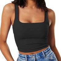 Artfish Women's Sleeveless Strappy Crop Tank Tops Workout Fitness Basic Cropped Camis Black, XS at Amazon Women's Clothing store