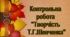 Контрольна робота 9 клас" Творчість Т.Г.Шевченка" (ІІ Варіант)