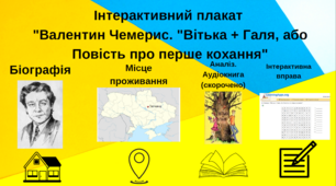 8 клас. Валентин Чемерис "Вітька + Галя, або Повість про перше кохання". Інтерактивний плакат +Пантбук